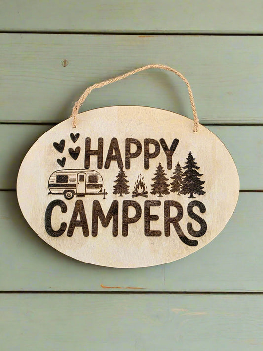 "Happy Campers" Wood Sign